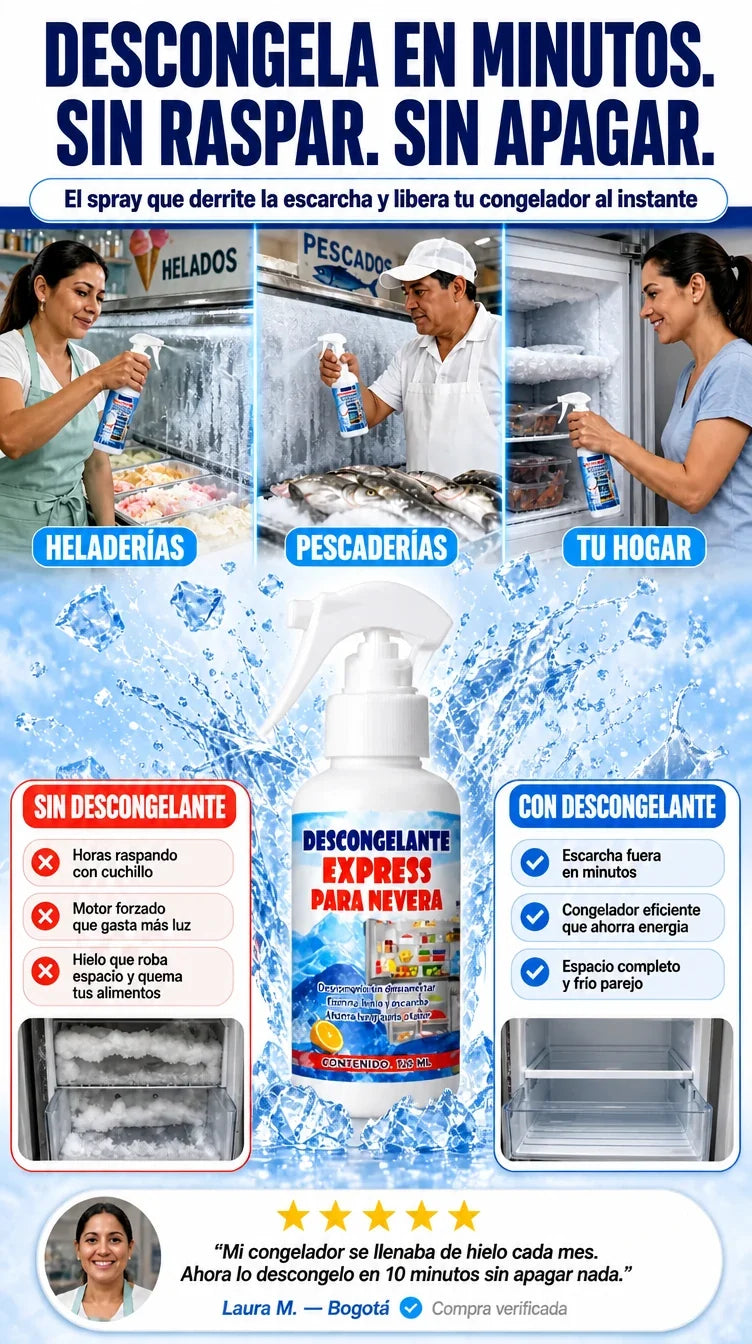 Descongela en minutos, sin raspar y sin apagar la nevera